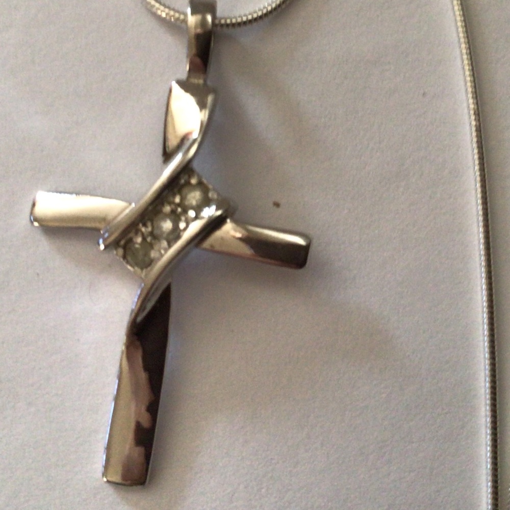 Sterling Diamond Cross Necklace